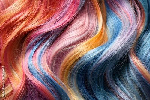 This striking image of blue and pink tones in hair provides a vivid example of color blending, suitable for fashion and style content. photo