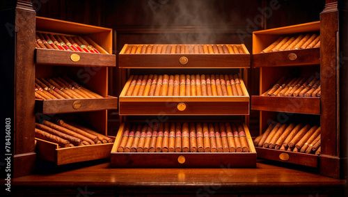 AI-generated illustration of A cabinet full of cigars photo