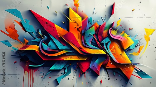 Exploding geometry as abstract graffiti art background