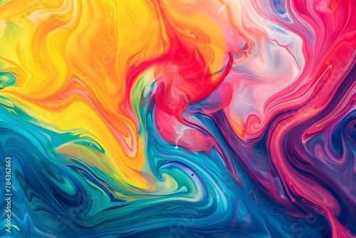 AI generated illustration of colorful abstract background with swirling paint, vibrant colors