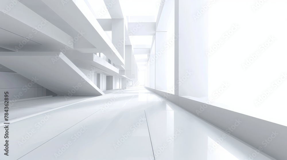Fototapeta premium White Architecture Construction Modern Interior Background. 3d Render Illustration