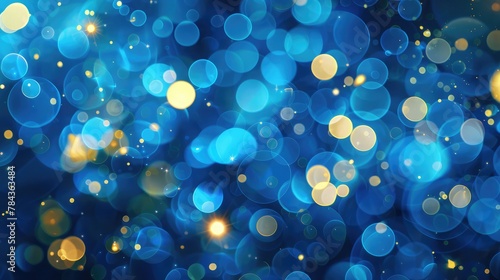 background of Christmas with abstract blue Bokeh circles