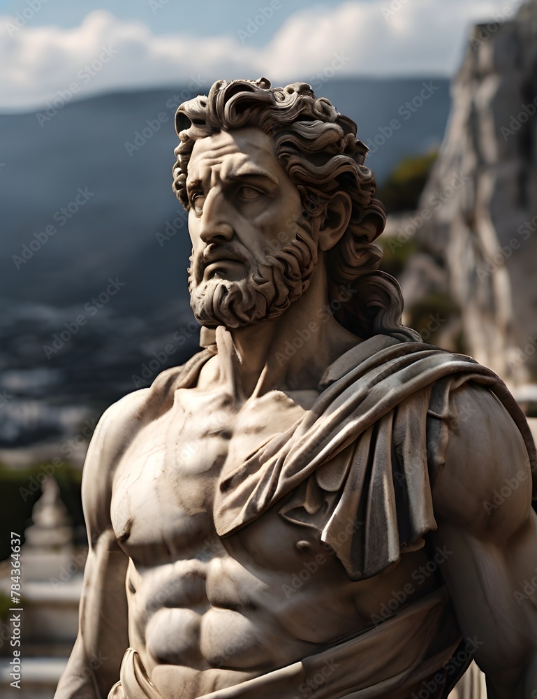 Greek mythology, Greek statue, stoic marble statue