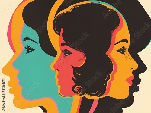 AI generated illustration of a vintage poster for with female silhouettes