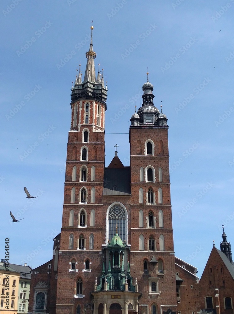Vertical shot of Saint Mary's Basilica in Krakow, Poland