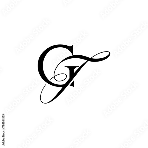 Initial Mixed Letter Logo. Logotype design. Simple Luxury Black Flat Vector GT