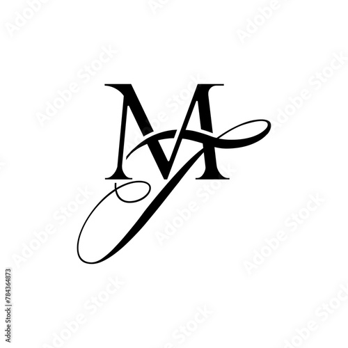 Initial Mixed Letter Logo. Logotype design. Simple Luxury Black Flat Vector MT