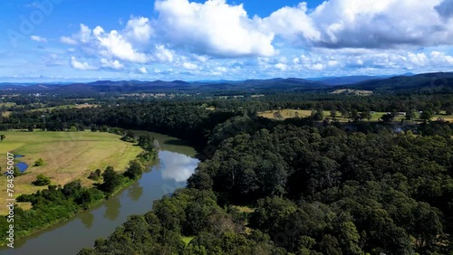 Aerial view of Hastings River in Redbank, NSW, Australia photo