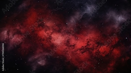 Abstract black and dark red dramatic night sky with clouds. Fantastic red sunset background.