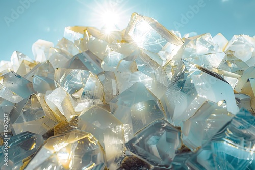 Expansive sodium crystals gleaming in the sunlight, Futuristic , Cyberpunk