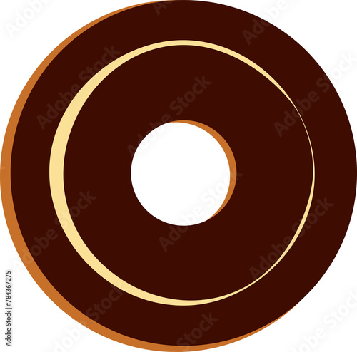 Donut with chocolate glaze, vector drawing