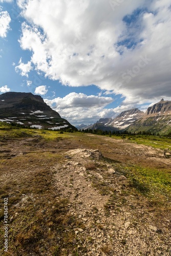 Low-angle shot of beautiful mountains in Glacier National Park, USA