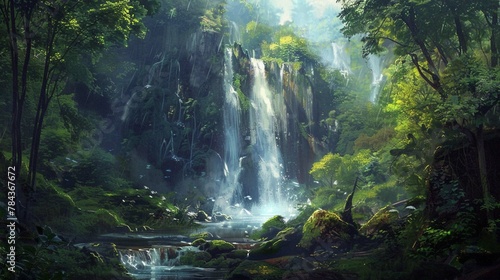 waterfall and forest