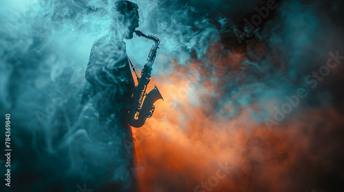 Independent Jazz Musicians Playing Solo Instruments  Digital Art Wallpaper Background Backdrop photo