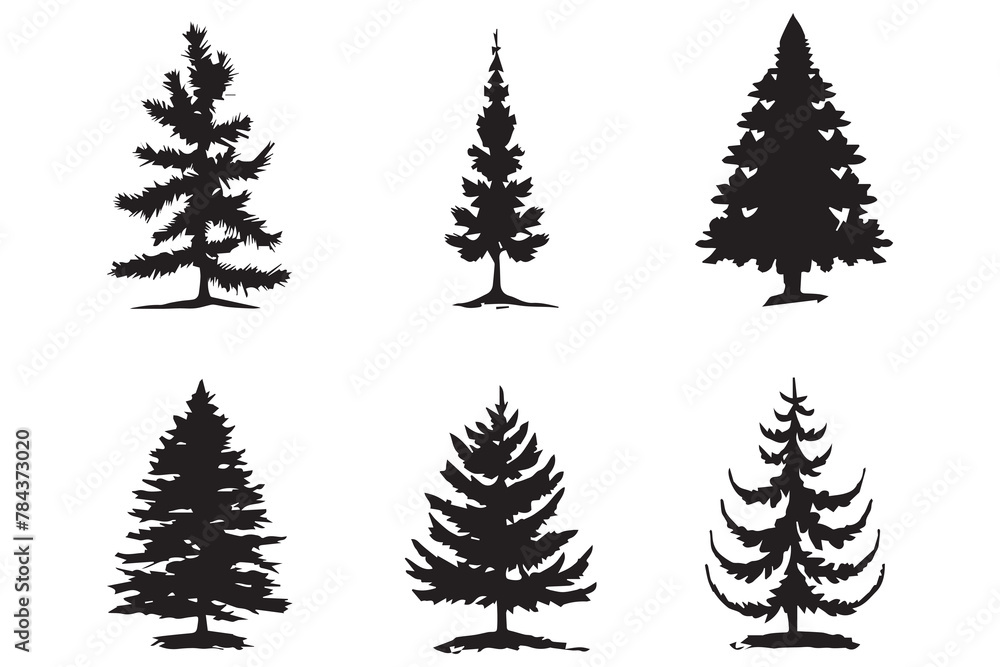 Obraz premium christmas trees set