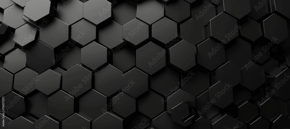 Black hexagon honeycomb shapes matte surface moving up down randomly. Abstract modern design background concept. 3D illustration rendering graphic design Black hexagon honeycomb shapes matte surface moving up down randomly. Abstract modern design background concept. 3D illustration rendering graphic design