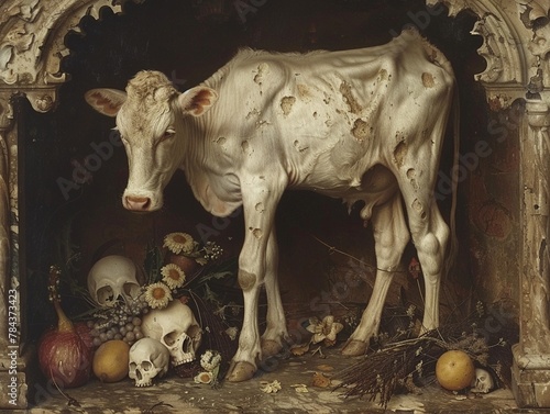 A display of singular oddities, including a twoheaded calf photo