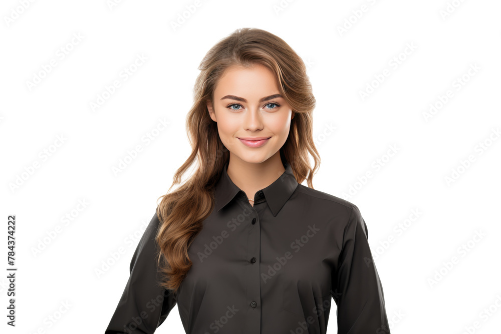 Young woman in polite work clothes Full of confidence. isolated on a transparent background. Young woman in polite work clothes Full of confidence. isolated on a transparent background.