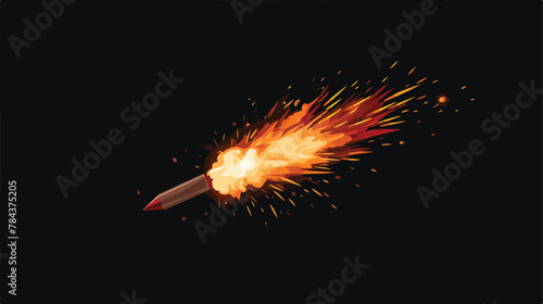 An image of firing match on black background 2d flat