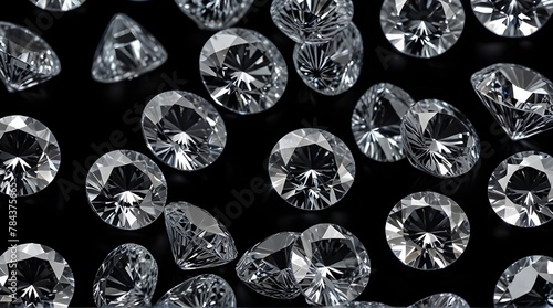Shiny diamonds on black background.generative.ai