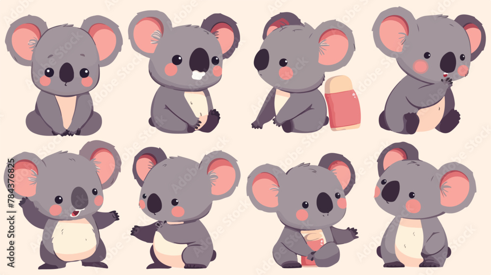 Baby Koala Clipart 2d flat cartoon vactor illustration