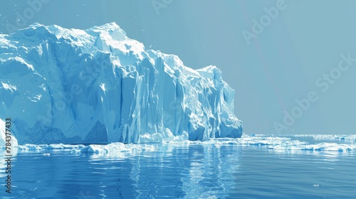 Climate Change: A 3D vector illustration of a glacier melting rapidly © MAY