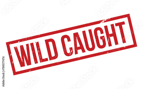 Red Wild Caught Rubber Stamp Seal Vector