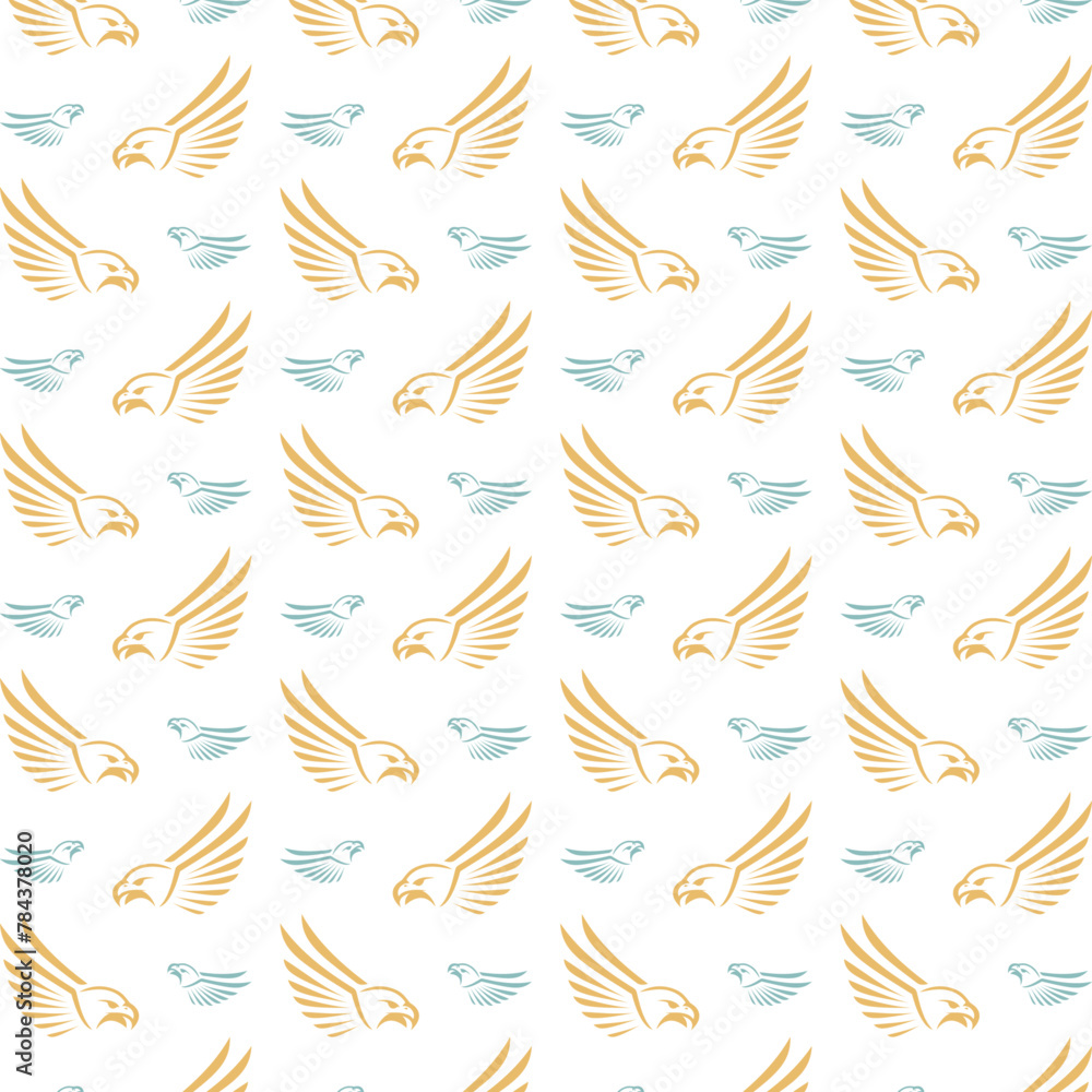 Eagle awful trendy multicolor repeating pattern vector illustration background design