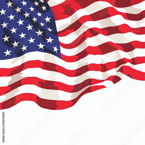 A red, white and blue American flag with stars