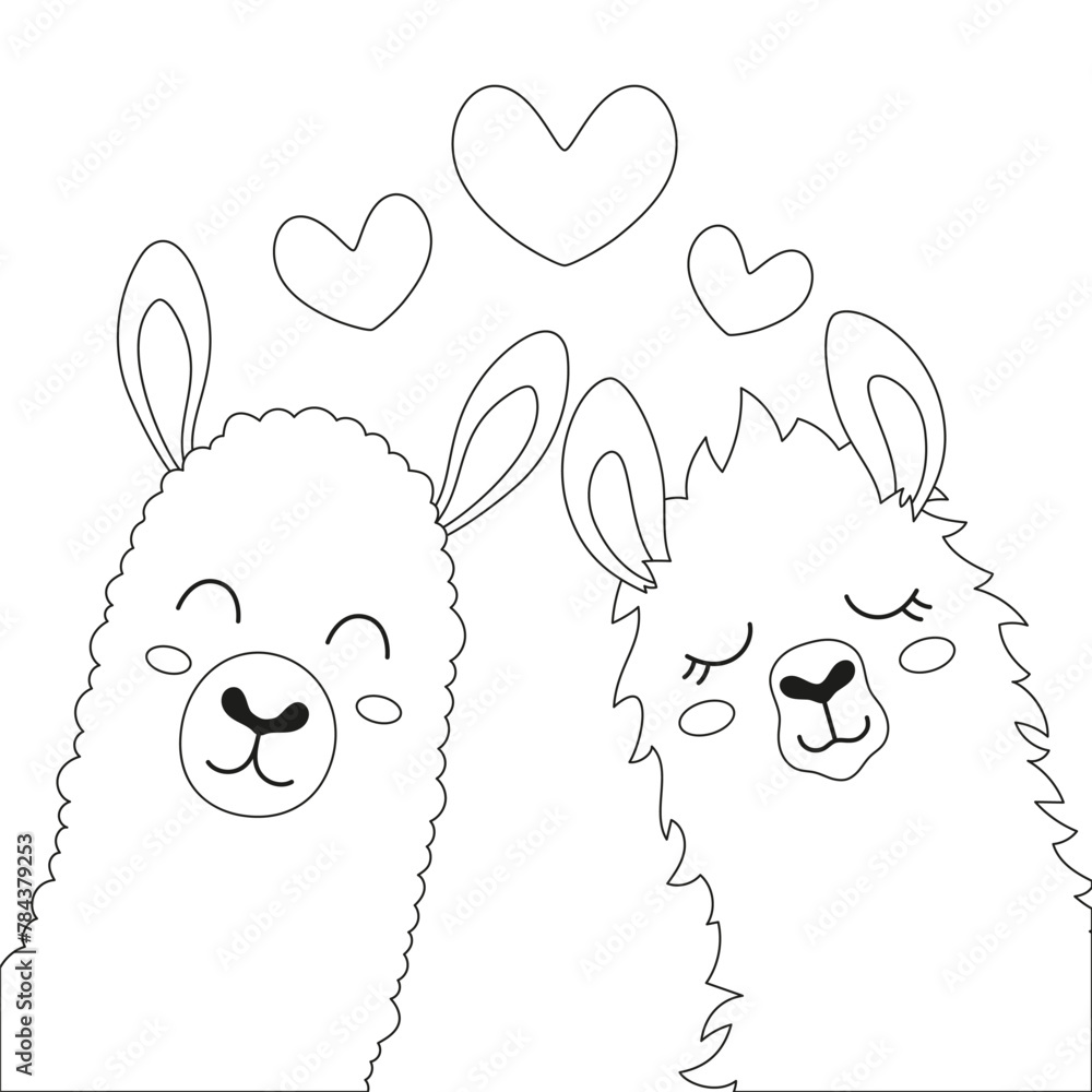 Naklejka premium valentines day card with llamas