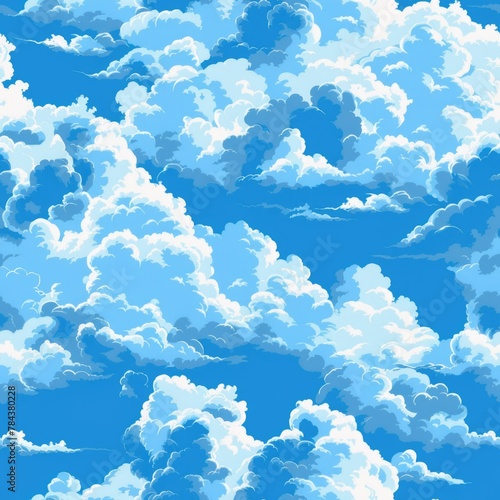 Clear blue sky with scattered white clouds. Perfect for background use