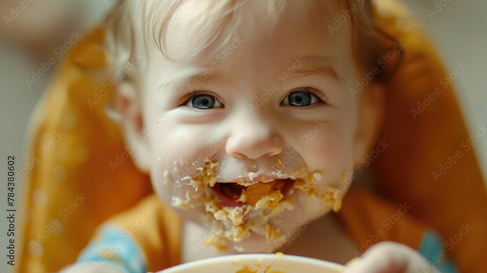A young child enjoying a meal, suitable for family and nutrition concepts