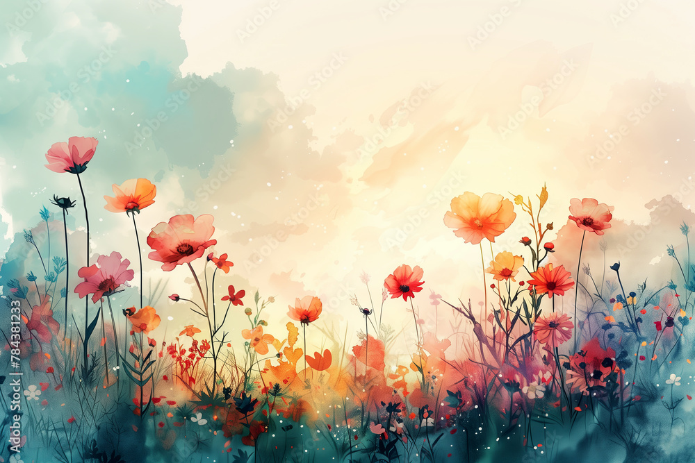 Obraz premium Rebirth of Peace: Watercolor Battlefield