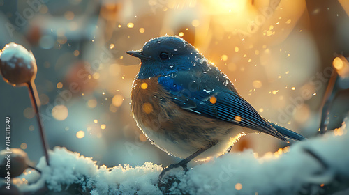 birds in the snow photo