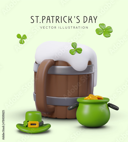 Festive poster for St. Patrick Day. Invitation to festival with alcoholic beverages