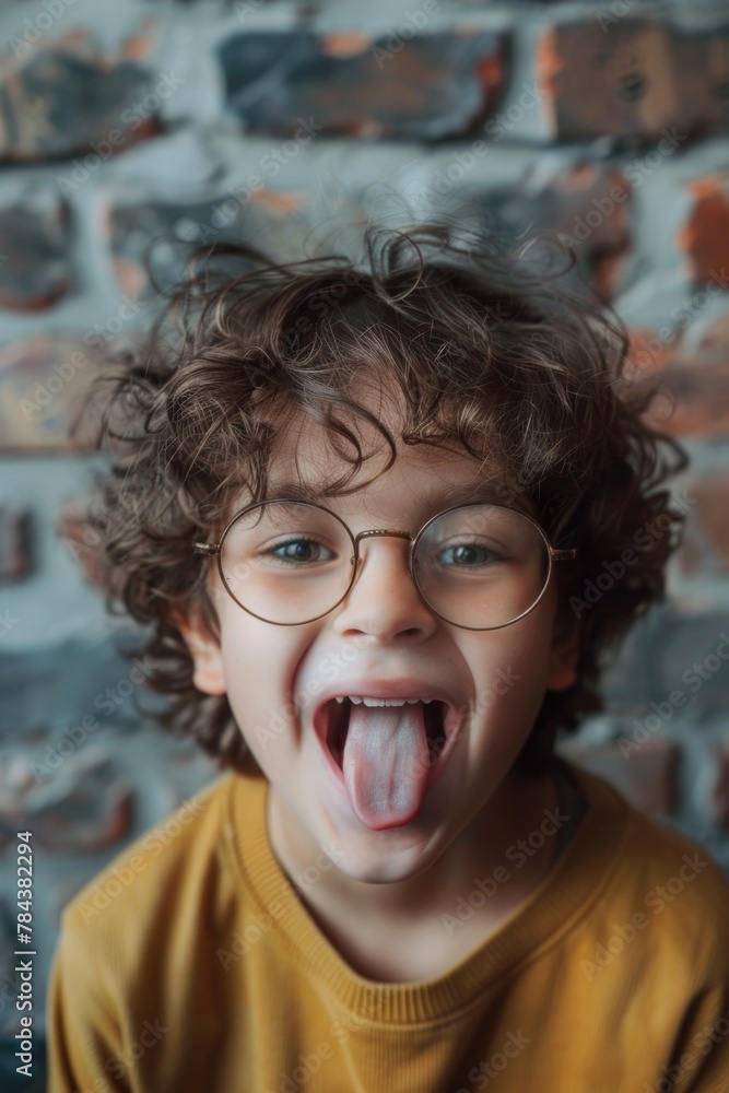 A mischievous young boy playfully sticking out his tongue. Suitable for various projects A mischievous young boy playfully sticking out his tongue. Suitable for various projects
