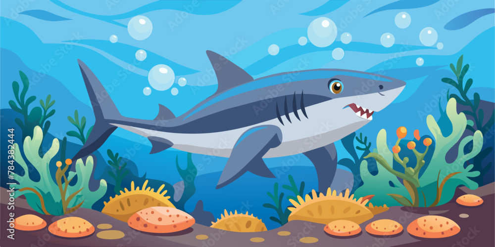 Fototapeta premium Blue shark on the seabed-