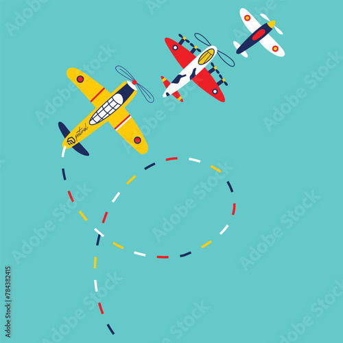 colorful airplane background with clear sky vector graphic illustration for cards and t shirts print 