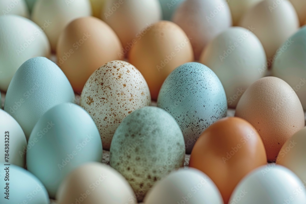 Close up of various colored Easter eggs, perfect for holiday designs Close up of various colored Easter eggs, perfect for holiday designs