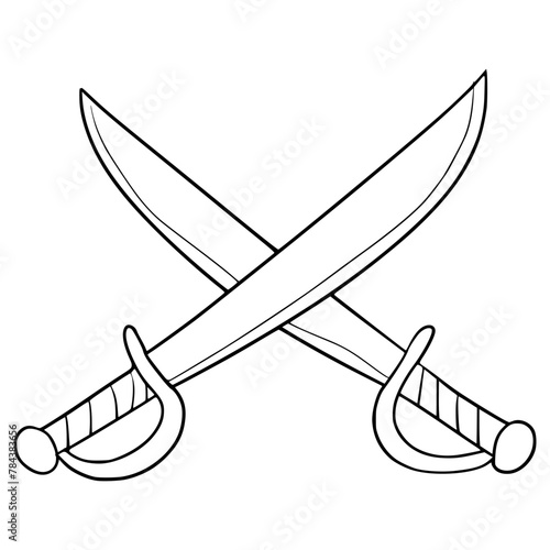 crossed sword illustration hand drawn outline vector
