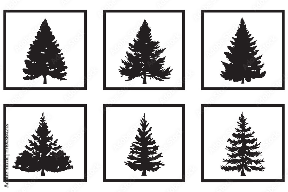 Obraz premium Christmas tree silhouette vector bundle