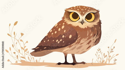 Burrowing Owl Clipart 2d flat cartoon vactor illustration