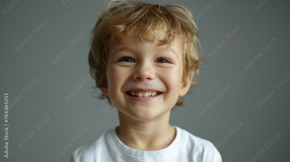 A young boy smiling with a toothbrush in his mouth, perfect for dental or hygiene concept A young boy smiling with a toothbrush in his mouth, perfect for dental or hygiene concept