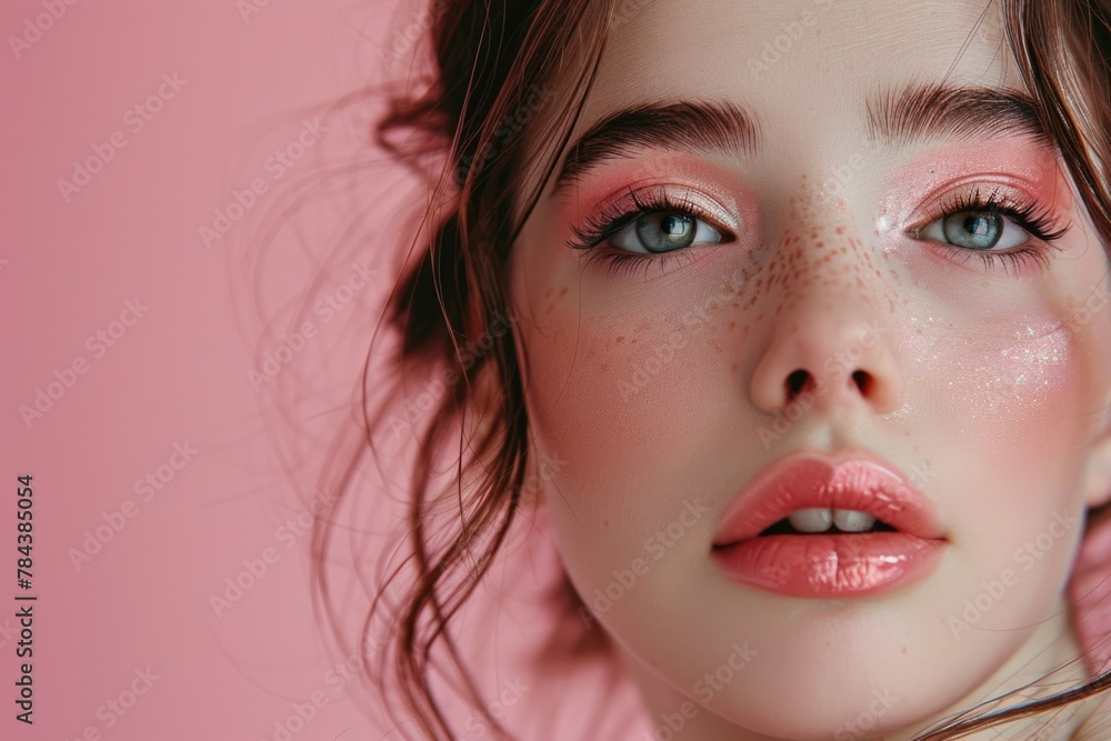 Close up of a woman with freckles, perfect for beauty and skincare concepts Close up of a woman with freckles, perfect for beauty and skincare concepts