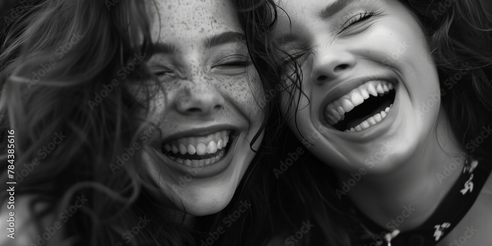 Two women laughing joyfully, suitable for lifestyle blogs or friendship concepts Two women laughing joyfully, suitable for lifestyle blogs or friendship concepts