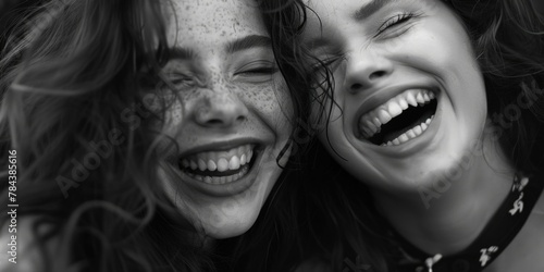 Two women laughing joyfully, suitable for lifestyle blogs or friendship concepts