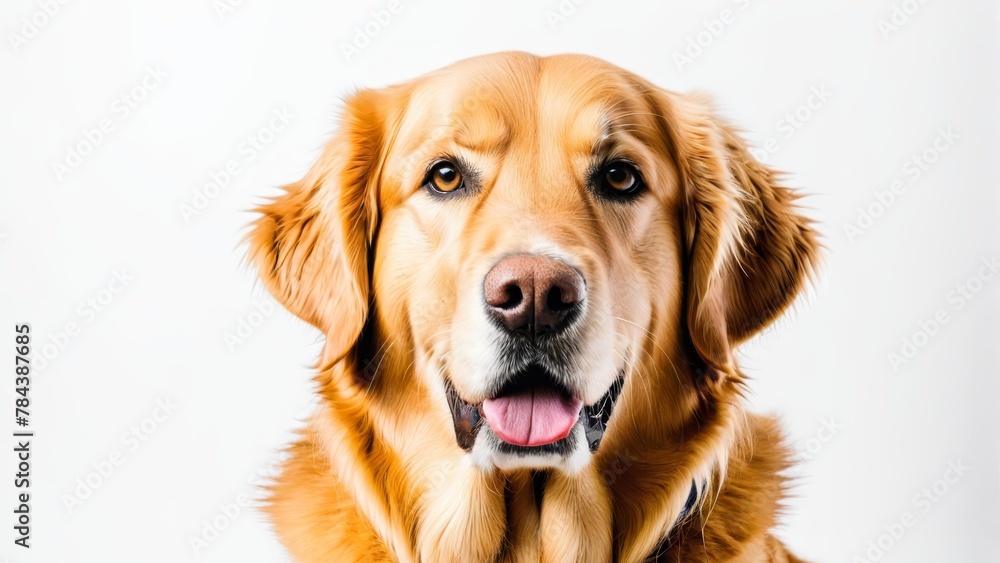   A tight shot of a dog's face showing an open mouth and extended tongue