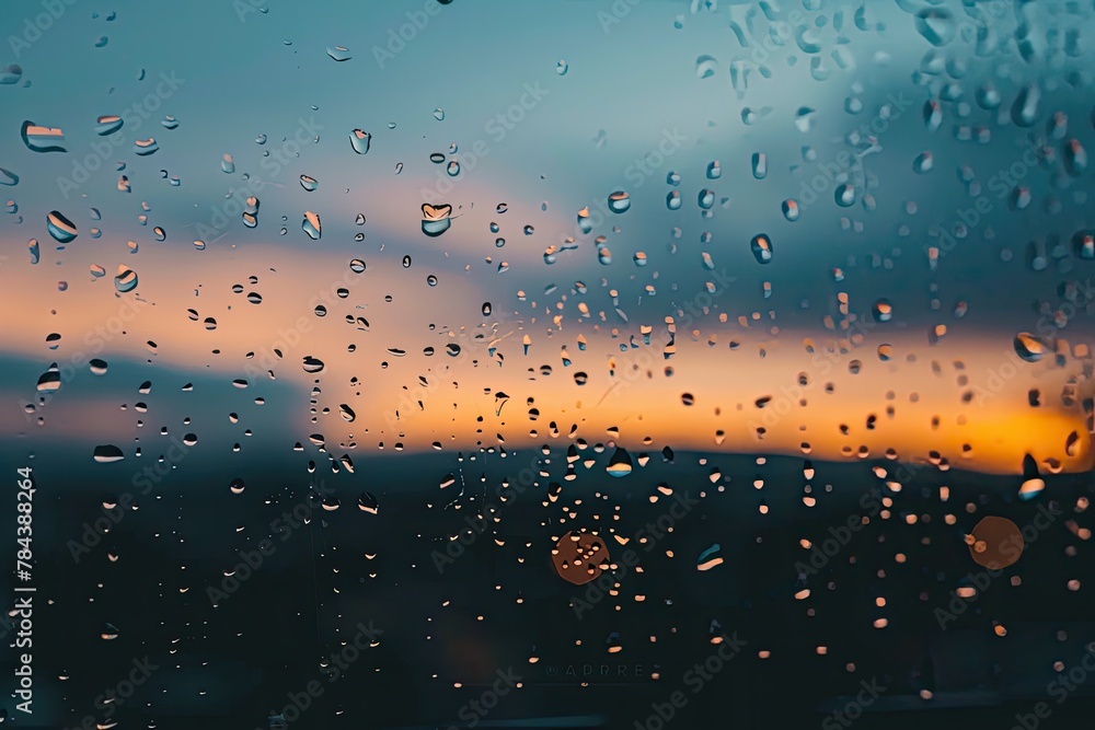 Raindrop trails on a clear window