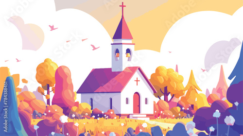 Church Clipart 2d flat cartoon vactor illustration