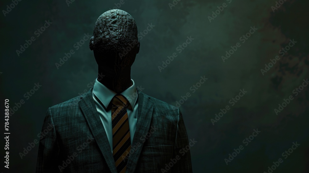 A professional man in a suit and tie standing against a dark background. Suitable for business and corporate concepts - obrazy, fototapety, plakaty 